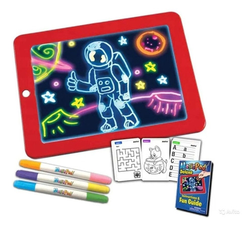 Tablero De Dibujo Luz Led Magic Pad + Marcadores + Plantilla