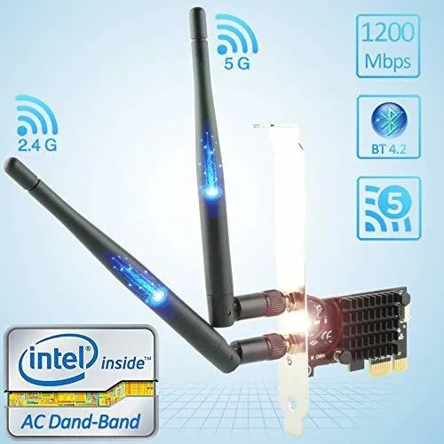 Tarjeta Wifi Ubit Ac1200 Pcie Para Pc Con Bt 4.2 | Wifi De D