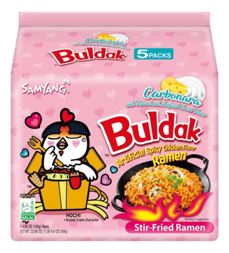 Ramen Coreano Carbonara Sopa Instantáneo Samyang Buldak 5pzs