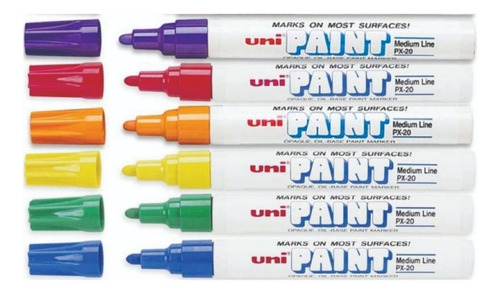 Marcador Pintura Uni Paint Px-20 Px20 Marker Pack X6 Colores