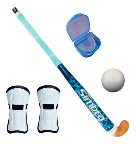 Kit Hockey Simbra Palo Bocha Canilleras Bucal 28 Al 37 Stick
