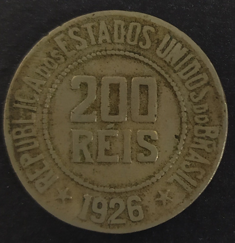 Moeda 200 Réis 1926 Brasil