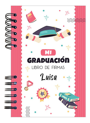 Libreta Libro De Firmas Para Graduación Rojo