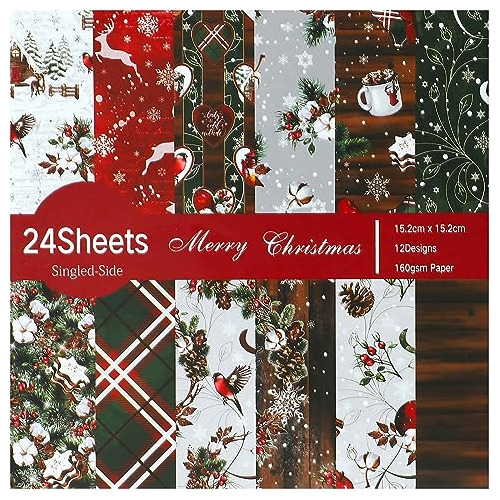 6 X6  Merry Christmas Scrapbook Paper Pad, 24 Sheets Pl...