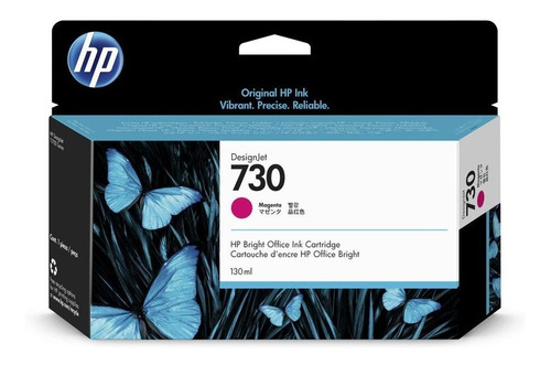 Cartucho Tinta Original Hp 730 Magenta P2v63a T1600 130ml