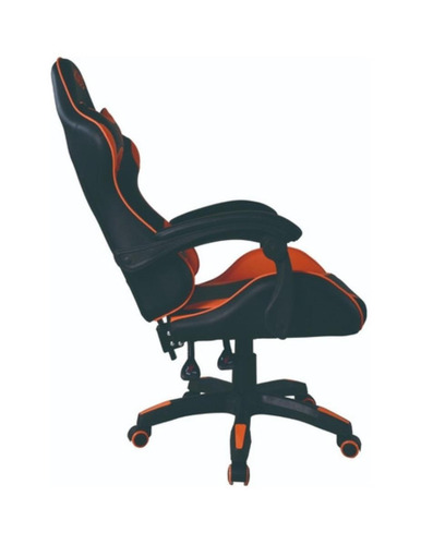 Imagen 4 de 5 de Silla de escritorio Njoytech Kaos gamer ergonómica negra y naranja con tapizado de cuero sintético
