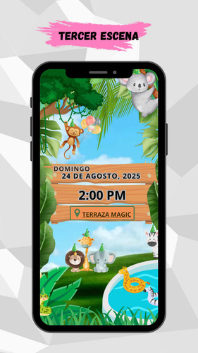 Video Invitación Digital De Animales De La Selva Con Alberca
