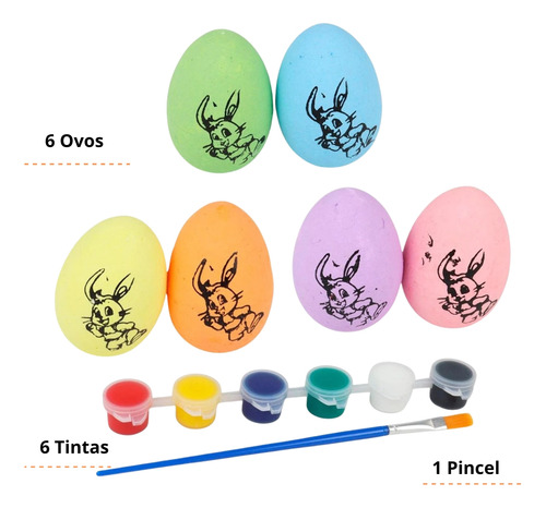 6 Ovos De Páscoa Isopor Para Colorir Com Tinta Guache Pincel