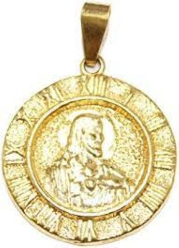 Medalla Sagrado Corazon Red Chapa Oro 18k Y Cadena Plata