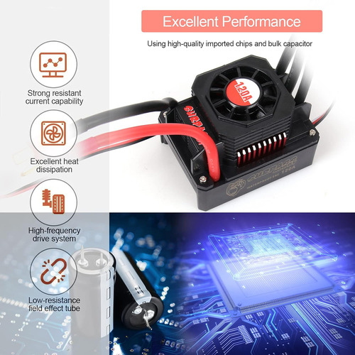 Coche Rc Escala 1:10 3650 5200kv Motor Sin Escobillas Y 120a