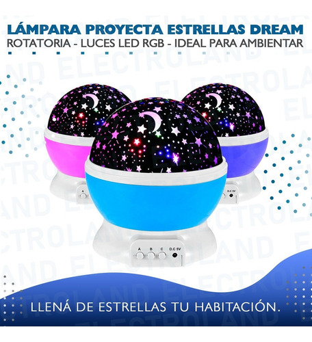 Imagen 2 de 10 de Lámpara Proyecta Estrellas Dream Star Rotatoria Luz Nocturna