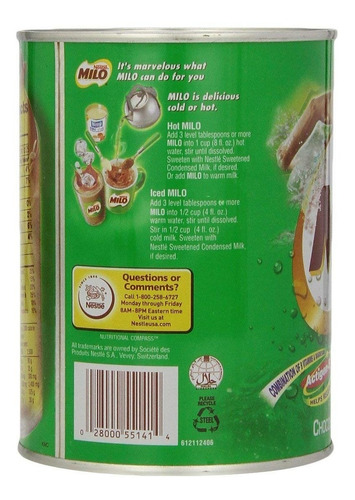 Nestlé Milo Bebida De Malta Mix, Chocolate, 14,1 -ounce