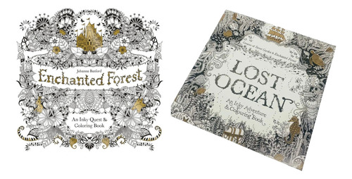 Pack De Libro Para Colorear Lost Ocean Y Enchanted Forrest 