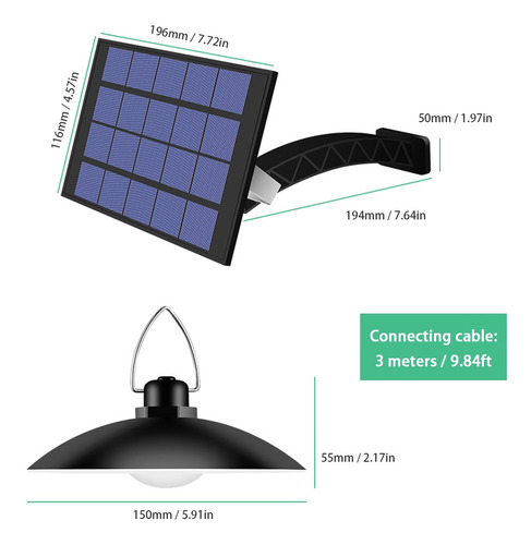 Colgantes De Luz Solar Con Panel Ajustable Automático