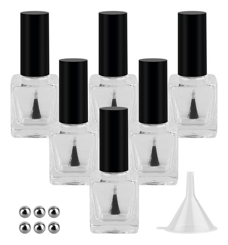 Gther 6pcs 15ml Empty Nail Polish Glass Bottles With Brush C