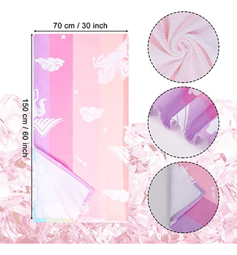 Toalla De Playa Unicornio Tamaño Grande Microfibra Rosa