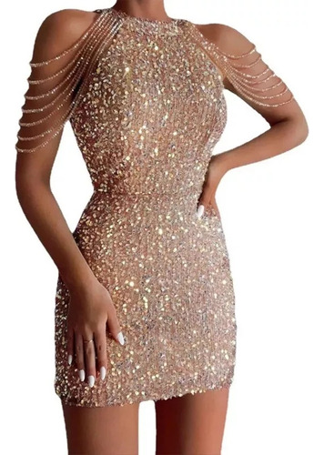 Vestido De Fiesta Elegante Con Recorte De Lentejuelas