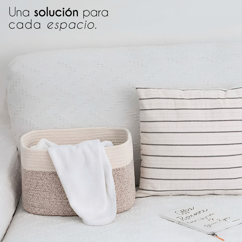 Juego Cestas Almacenamiento 3 Organizadoras Estantes Color Beige