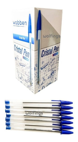 Caja X50 Lapicera Birome Tinta Azul Cristal Pen