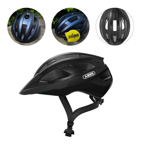 Capacete Abus Macator Mips Inmold Preto Fosco Ciclismo Tamanho M