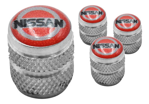 Juego Tapones Automotriz Válvulas Llanta Logotipo Nissan