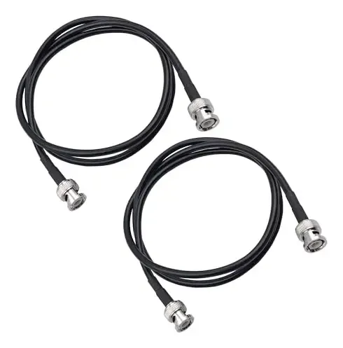 2 Cavi Coassiali BNC Maschio A Doppio Clip A Coccodrillo, 1 Metro, 50 Ohm, RG58