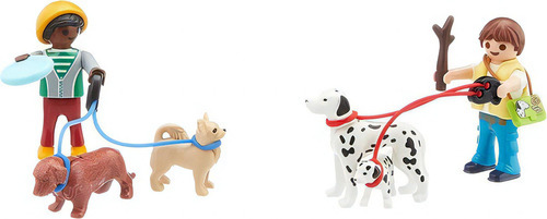 Juguete Playmobil City Life Maletín Paseo Con Perros 17 Pc