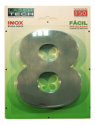 Números Inox (algarismos) - Para Fachadas - 15cm - (nº 8)