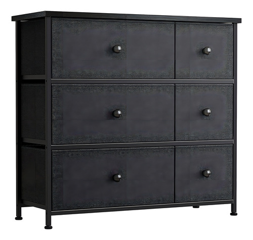 Comoda Cajonera 6 Cajones Estructura De Acero Resistente Color Negro