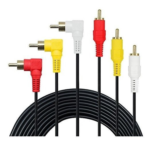3 Rca Cable Premium Chapado En Oro De 90 Grados De Angulo R