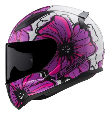 Capacete Feminino Fechado Ls2 Ff353 Rapid Poppies Flor Rosa