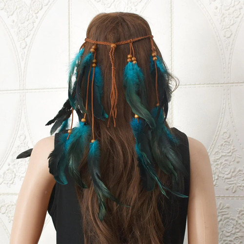 T Diadema De Plumas, Tocado Hippie Para Mujeres Y Niñas,