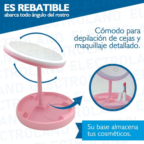 Espejo Luz Led Táctil Armable Maquillaje Usb Porta Accesorio