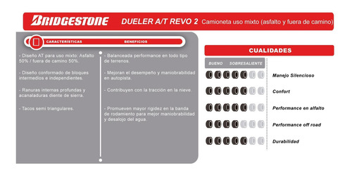 Imagen 2 de 8 de Neumático Bridgestone 225/70 R17 108t Dueler A/t Revo 2 Ar