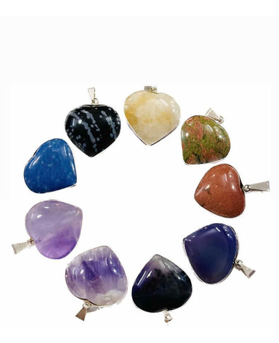 Imagen 1 de 2 de Dije Corazón Con Borde Piedra Semipreciosa Artenora