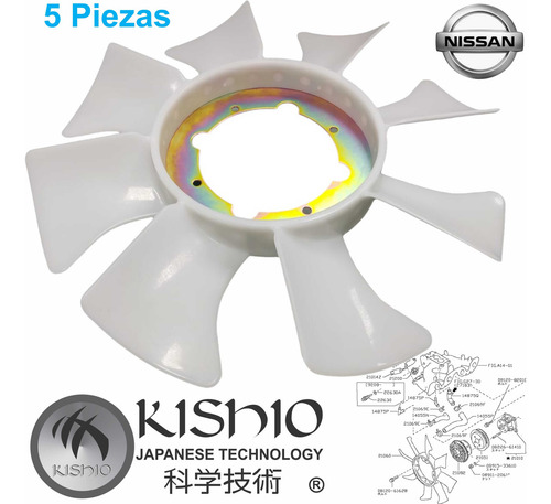 5 Aspas Ventilador Nissan Pickup D22 2.4l 04-08 16v 8 Aspas