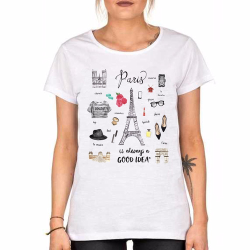 Remera De Mujer Paris Is Always A Good Idea Zapatos Labial B