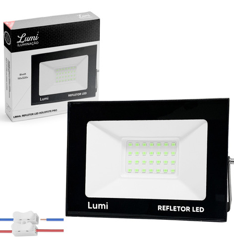 Refletor Super Micro Led Holofote Pro 50w Bivolt Prova D'água Cor Da Luz Verde Lumi