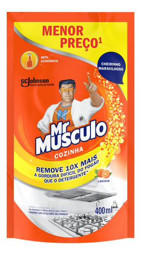 Limpador Multiuso Cozinha Sachê Laranja 400ml Mr Músculo