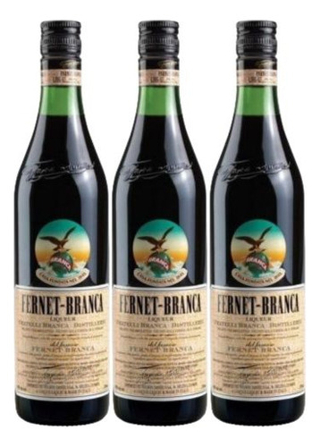 Fernet Branca Aperitivo Vermuth Botella 450 Ml X3 Unidades