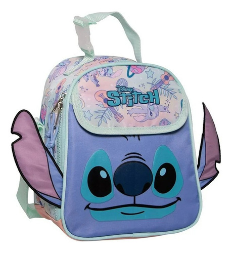 Lonchera Escolar Infantil Ruz Stitch Azul Claro Stitch Con Orejas
