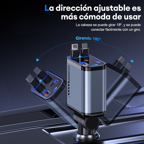 4 En 1 Cargador Retráctil De Coche De Carga Rápida De 120w