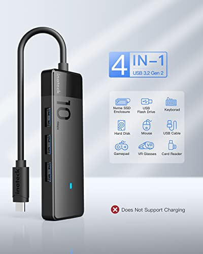 Inateck Usb 3.2 Gen 2 Speed, Usb C To Usb Hub With 4 Usb A P