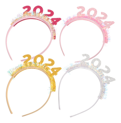 Diademas De Fiesta De Año Nuevo 2024 Con Purpurina H, 4 Unid
