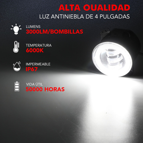 Qd1 Faros Antiniebla Led Redondos De 4 Pulgadas- Blanco