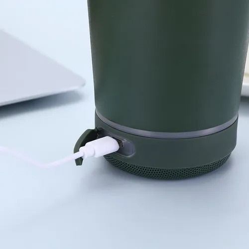 Termo Portátil Inoxidable 16 Oz Con Recargable Bluetooth Blanco
