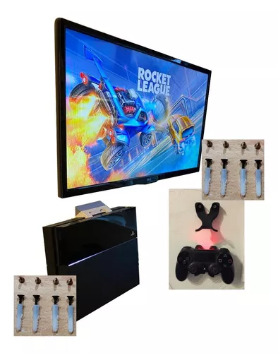 Combo Playstation Soporte Pared Ps4 Slim Fat + Joysticks