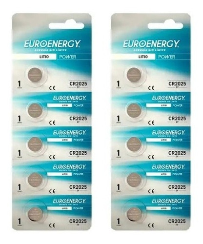 Set X10pilas Cr-2025 Euroenergy 3v Litio