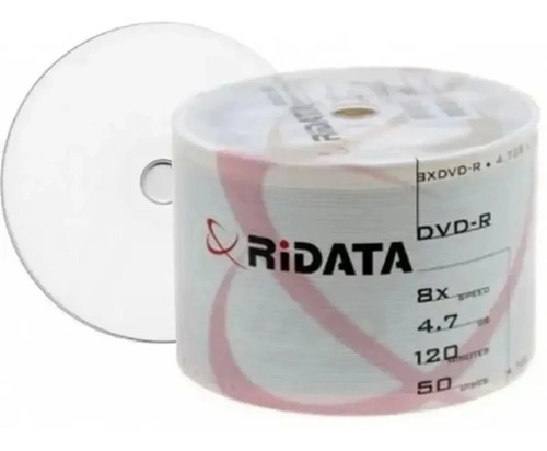 8x Dvd R Virgem Ridata 8x 4.7gb - 50 Unidades - Printable