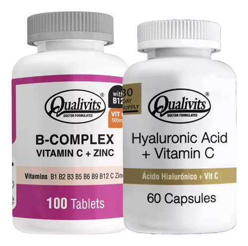B Complex, Zinc, Vitamina C + Ácido Hialurónico Qualivits